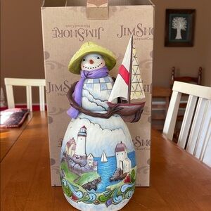 Jim Shore Nautical Snowman with Sailboat and Lighthouse